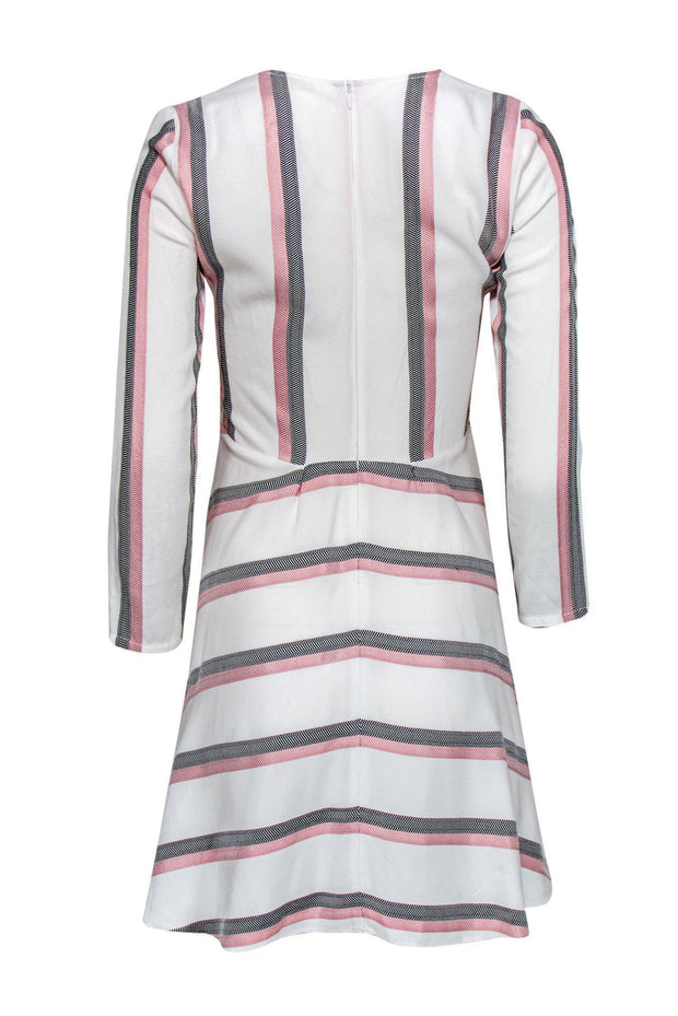 Current Boutique-Maje - Cream Striped Fit & Flare Dress Sz S