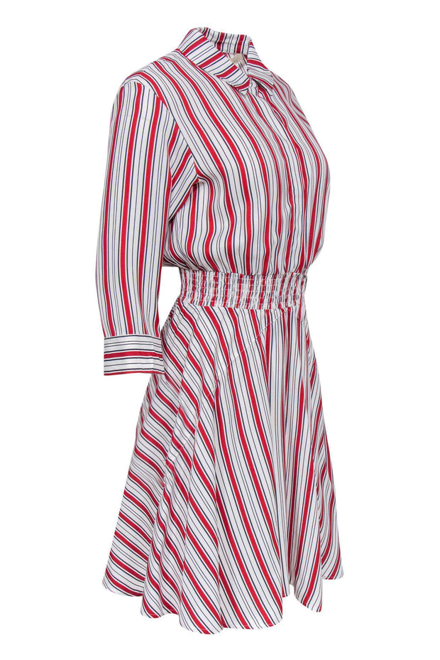 Current Boutique-Maje - White & Red Striped Shirt Dress Sz L