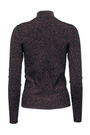 Current Boutique-Maje - Black & Bronze Sparkle Ribbed Knit Turtle Neck Top Sz 6