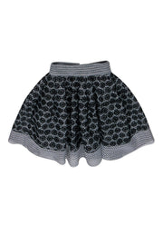 Current Boutique-Maje - Black & White Woven Floral Embroidered Flared Skirt Sz 4