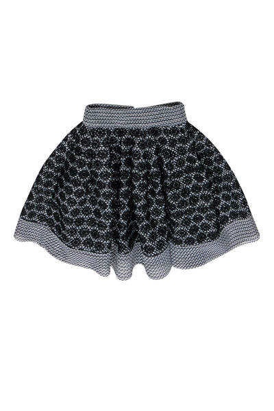 Current Boutique-Maje - Black & White Woven Floral Embroidered Flared Skirt Sz 4