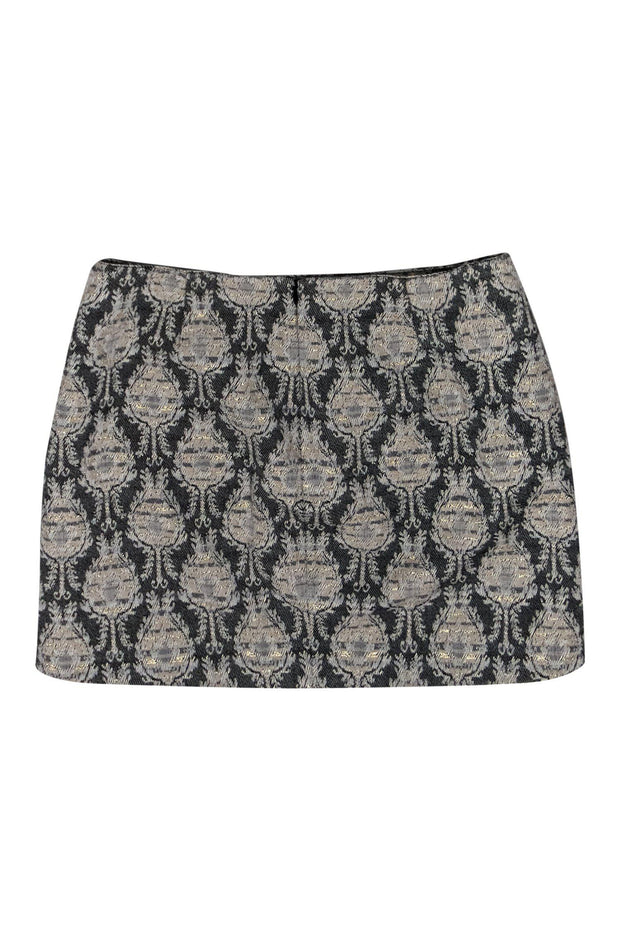 Current Boutique-Maje - Grey, Cream & Gold Printed Miniskirt Sz M