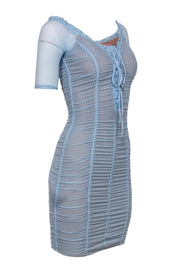 Current Boutique-Majorelle - Blue Ruched Lace Mini Dress Sz XXS