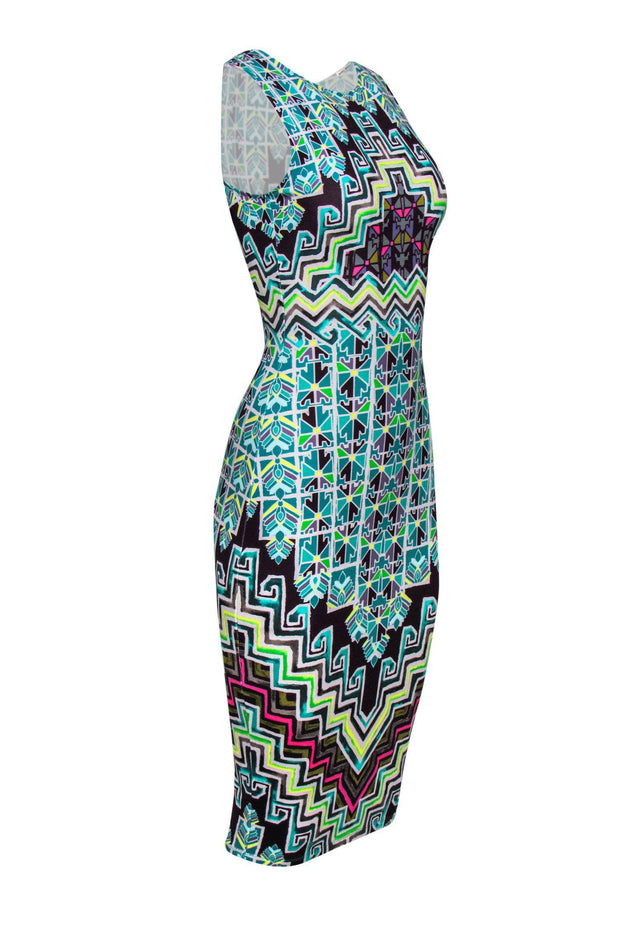 Current Boutique-Mara Hoffman - Multicolored Geometric Midi Bodycon Dress Sz XS