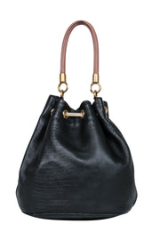 Current Boutique-Marc by Marc Jacobs - Black Textured Leather Drawstring Bucket Bag