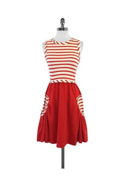 Current Boutique-Marc by Marc Jacobs - Red & Cream Striped Cotton Dress Sz XS