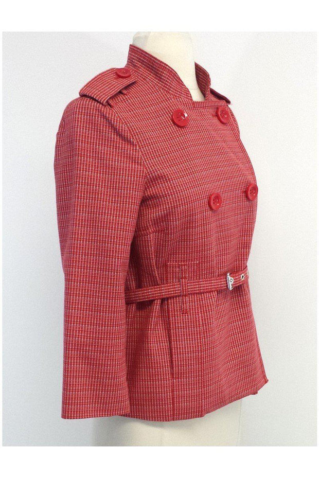 Current Boutique-Marc by Marc Jacobs - Red & White Cotton Blend Jacket Sz S