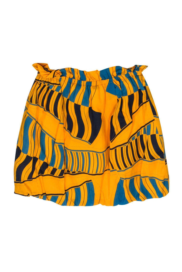 Current Boutique-Marc by Marc Jacobs - Mustard & Blue Geometric Print Bubble Skirt Sz 4