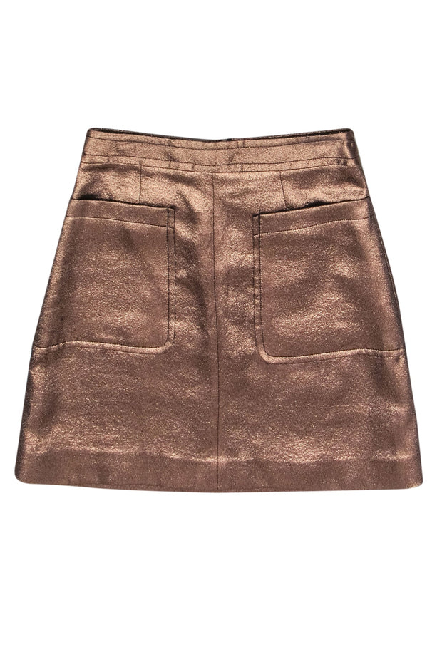 Current Boutique-Marc by Marc Jacobs - Bronze Gold Metallic Zipper Front Skirt Sz 6