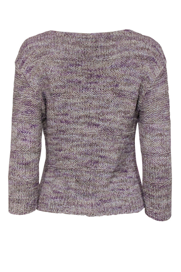 Current Boutique-Marc by Marc Jacobs - Grey, Purple & Pink Marbled & Colorblocked Knit Sweater Sz S