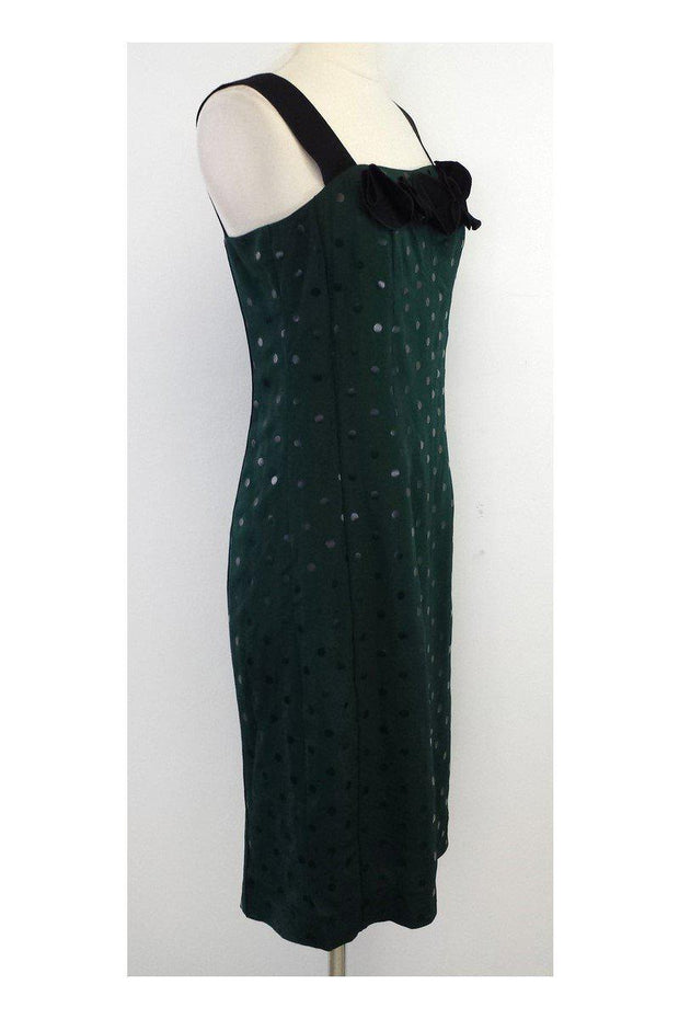 Current Boutique-Marc Jacobs - Green & Black Polka Dot Silk Sleeveless Dress Sz 2