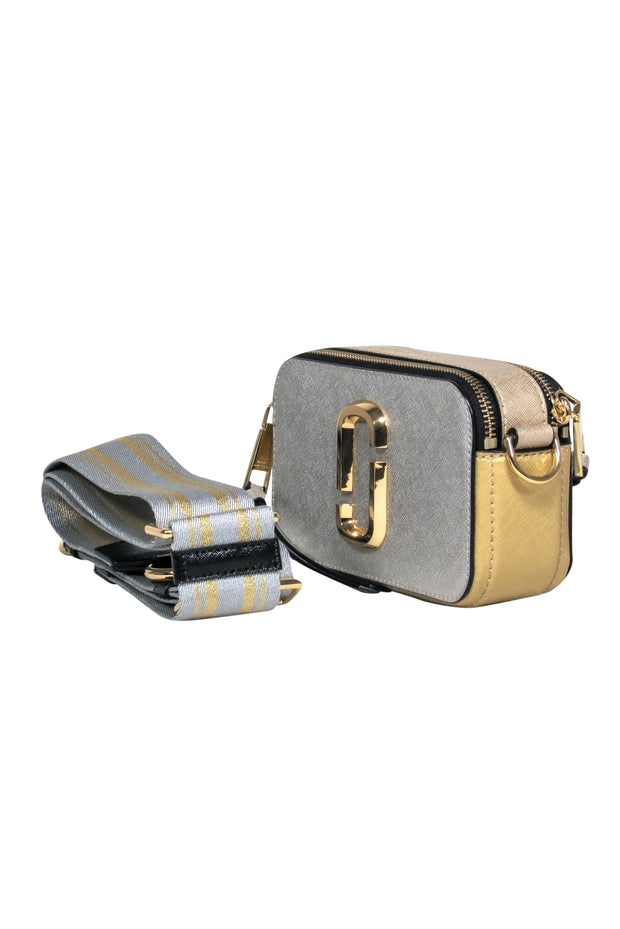Current Boutique-Marc Jacobs - SIlver & Gold Metallic “Snapshot” Crossbody Bag