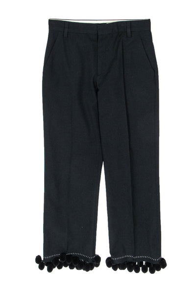 Current Boutique-Marc Jacobs - Black Cropped Trousers w/ Pom Pom Tassels Sz 6