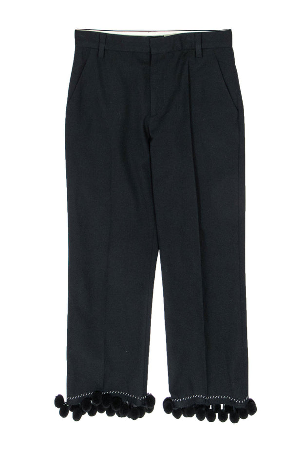 Current Boutique-Marc Jacobs - Black Cropped Trousers w/ Pom Pom Tassels Sz 6