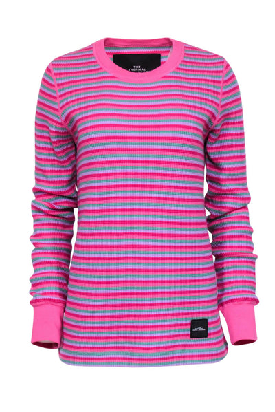 Current Boutique-Marc Jacobs - Pink & Green Waffle Knit Thermal Shirt Sz M