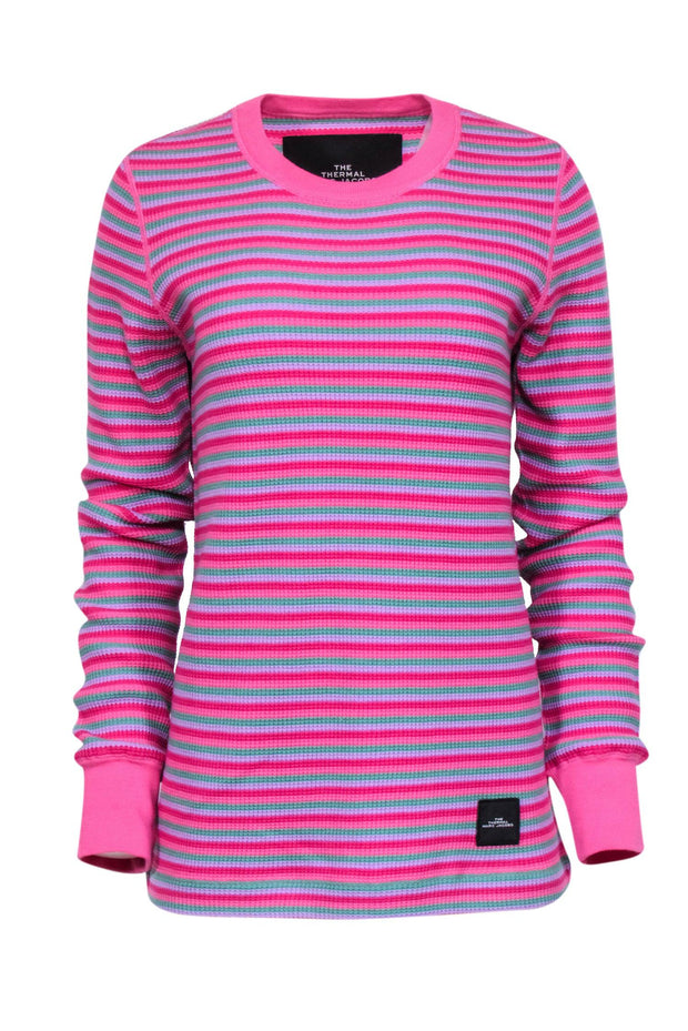 Current Boutique-Marc Jacobs - Pink & Green Waffle Knit Thermal Shirt Sz M