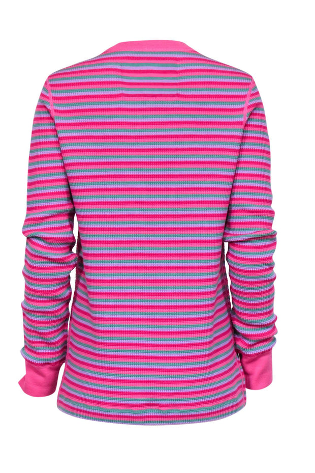 Current Boutique-Marc Jacobs - Pink & Green Waffle Knit Thermal Shirt Sz M