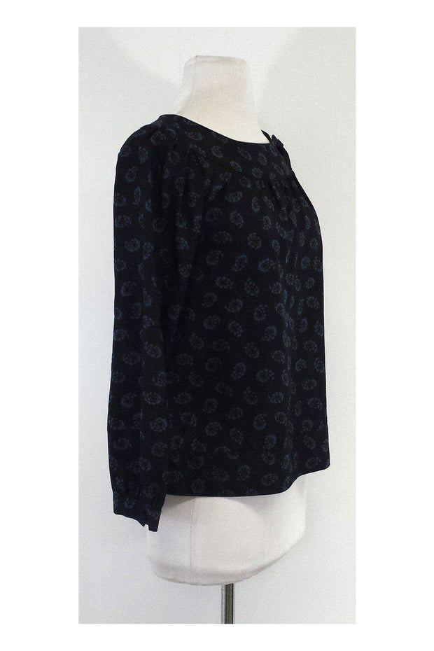Current Boutique-Marc Jacobs - Black & Blue Print Silk Top Sz XS