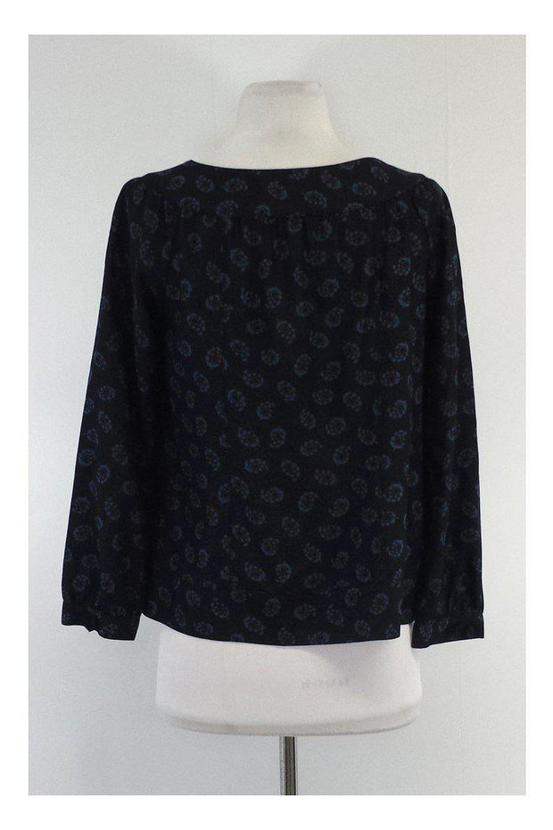 Current Boutique-Marc Jacobs - Black & Blue Print Silk Top Sz XS