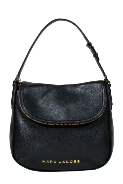 Current Boutique-Marc Jacobs - Black Leather Foldover Purse w/ Gold Hardware