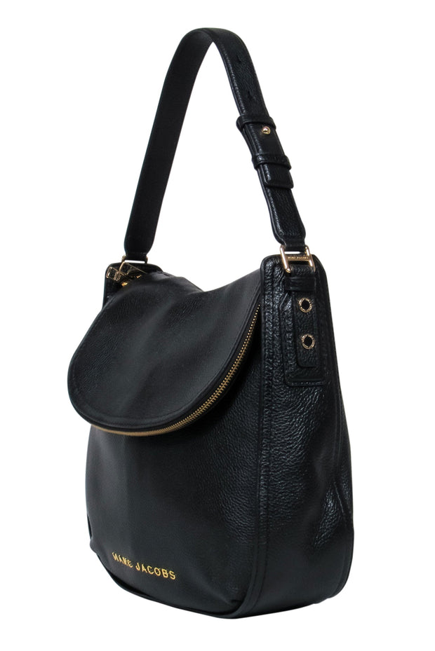 Current Boutique-Marc Jacobs - Black Leather Foldover Purse w/ Gold Hardware