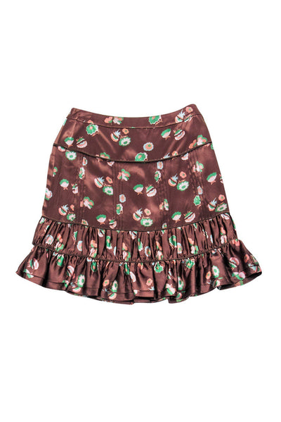 Current Boutique-Marc Jacobs - Brown Silk Floral Skirt Sz 2
