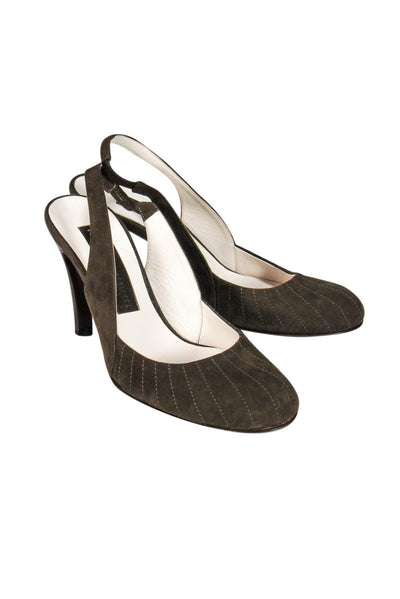 Current Boutique-Marc Jacobs - Brown Suede Slingback Heels w/ Stitching Sz 6