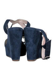 Current Boutique-Marc Jacobs - Navy Suede Platform Wedges w/ Flowers Sz 6.5