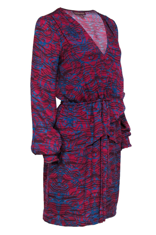 Current Boutique-Marchesa Voyage - Red & Blue Patterned Peasant Dress Sz 6
