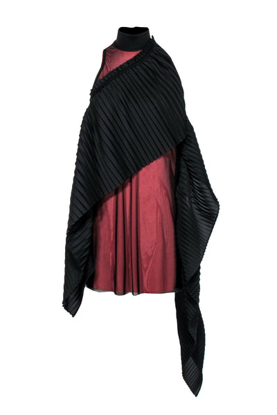 Current Boutique-Marie Saint Pierre - Black & Pink Accordion Ruffle Mini Dress Sz 0