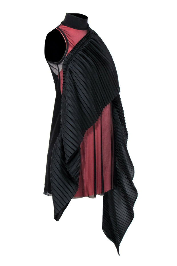 Current Boutique-Marie Saint Pierre - Black & Pink Accordion Ruffle Mini Dress Sz 0