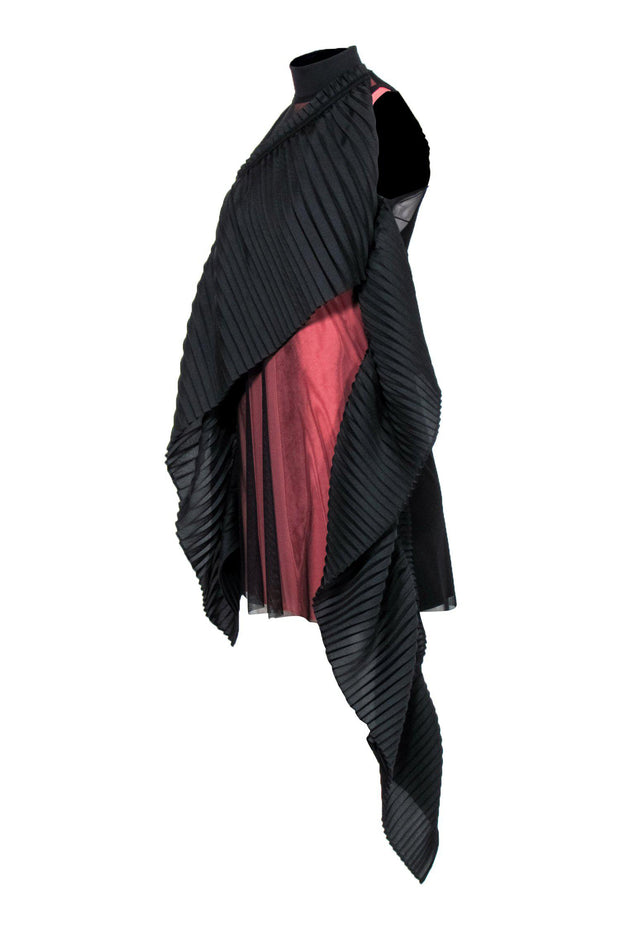 Current Boutique-Marie Saint Pierre - Black & Pink Accordion Ruffle Mini Dress Sz 0