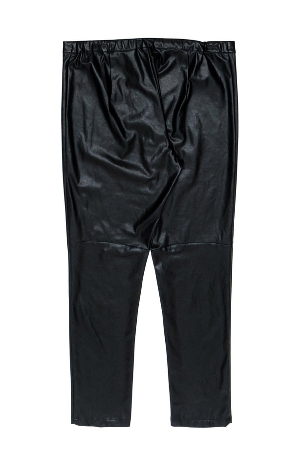 Current Boutique-Marina Rinaldi - Black Faux Leather Skinny Trousers Sz 14
