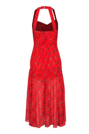 Current Boutique-Marissa Webb - Red Bohemian Print Tiered Maxi Dress w/ Back Cutout Sz XS