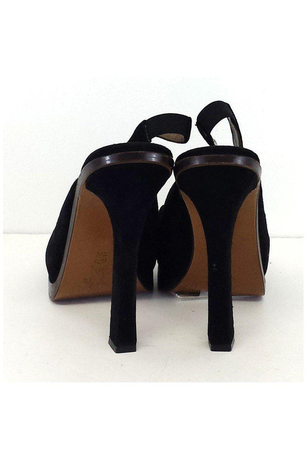 Current Boutique-Marni - Black Suede Platform Slingback Pumps Sz 11