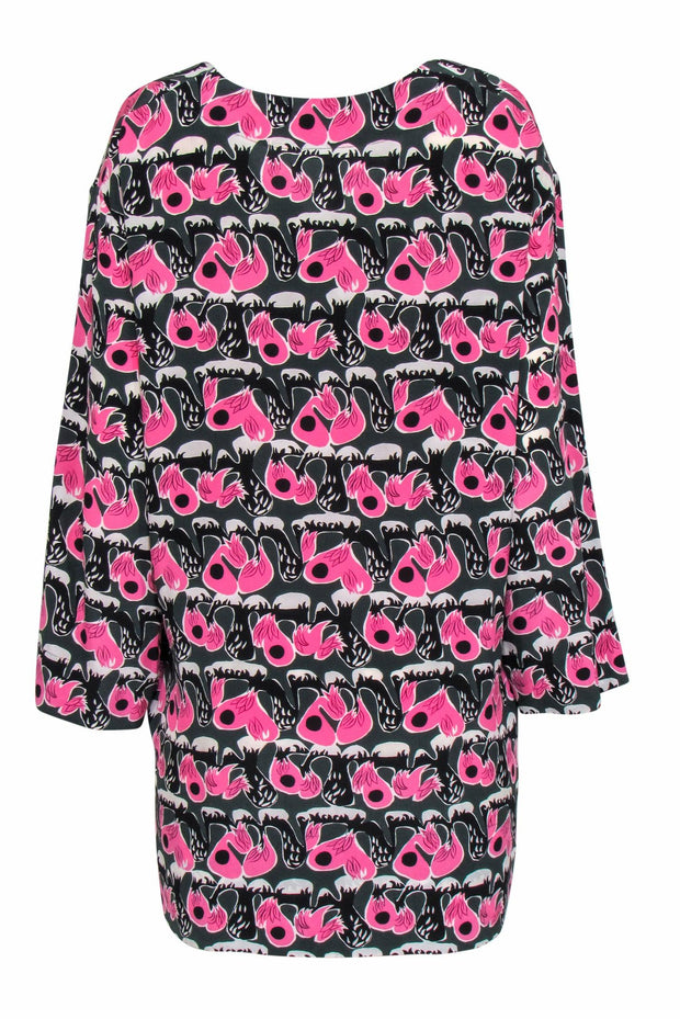 Current Boutique-Marni - Pink & Green Silk Abstract Print Tunic Dress Sz 10