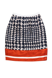 Current Boutique-Marni - Blue & Red Silk A-Line Skirt Sz 6