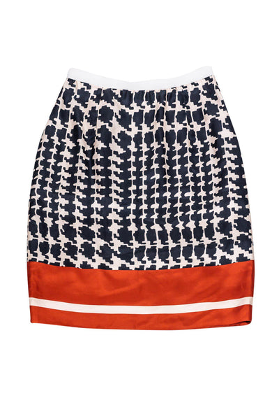 Current Boutique-Marni - Blue & Red Silk A-Line Skirt Sz 6