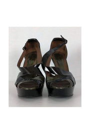Current Boutique-Marni - Green & Black Metallic Wedge Sandals Sz 11