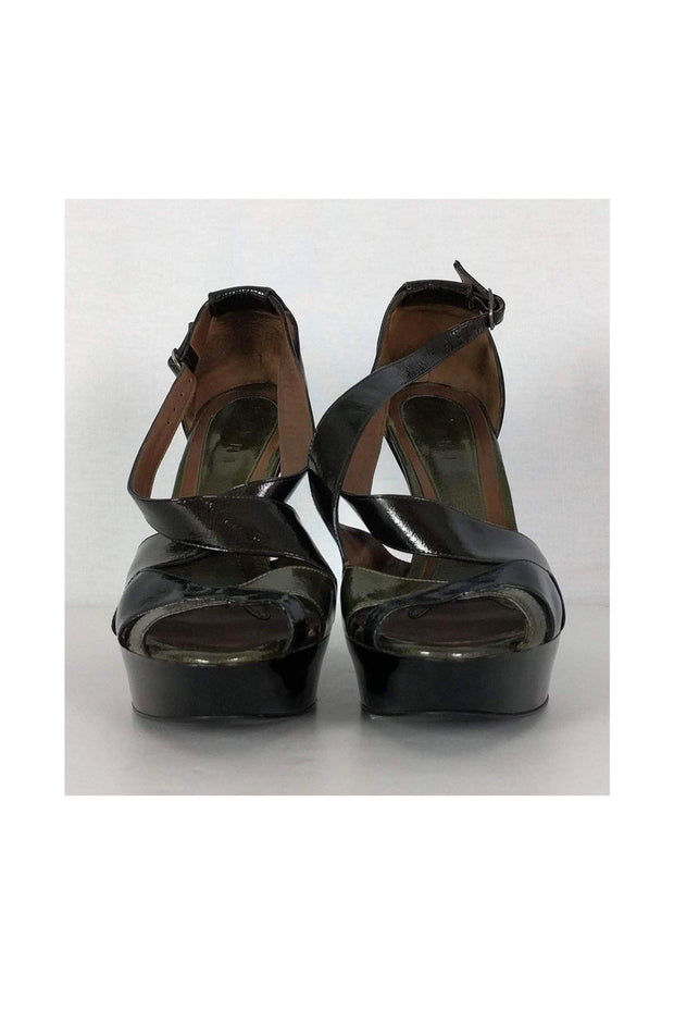 Current Boutique-Marni - Green & Black Metallic Wedge Sandals Sz 11