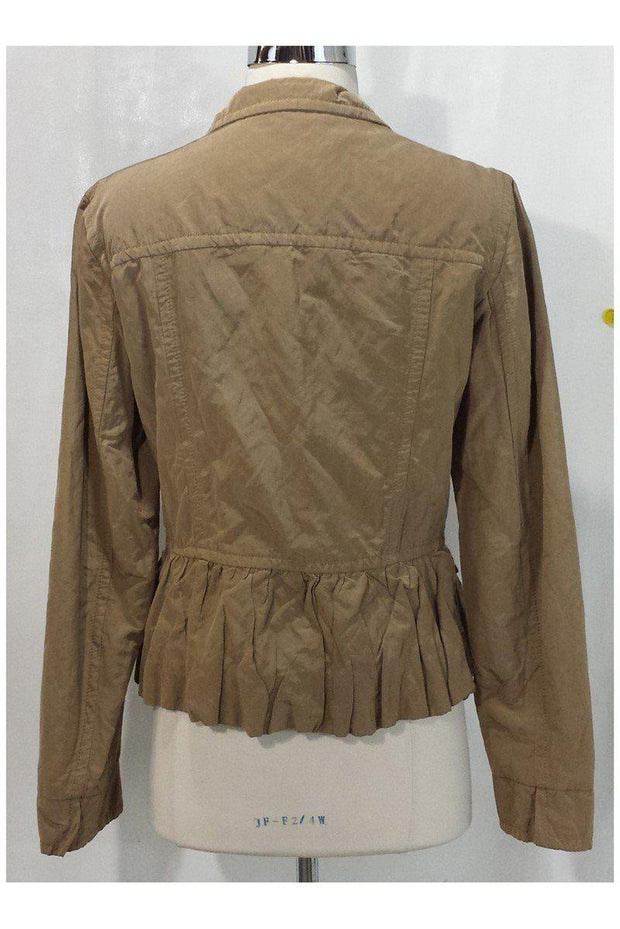 Current Boutique-Weekend Max Mara - Khaki Zip & Button Crinkle Jacket Sz 10