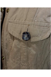 Current Boutique-Weekend Max Mara - Khaki Zip & Button Crinkle Jacket Sz 10