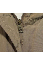 Current Boutique-Weekend Max Mara - Khaki Zip & Button Crinkle Jacket Sz 10