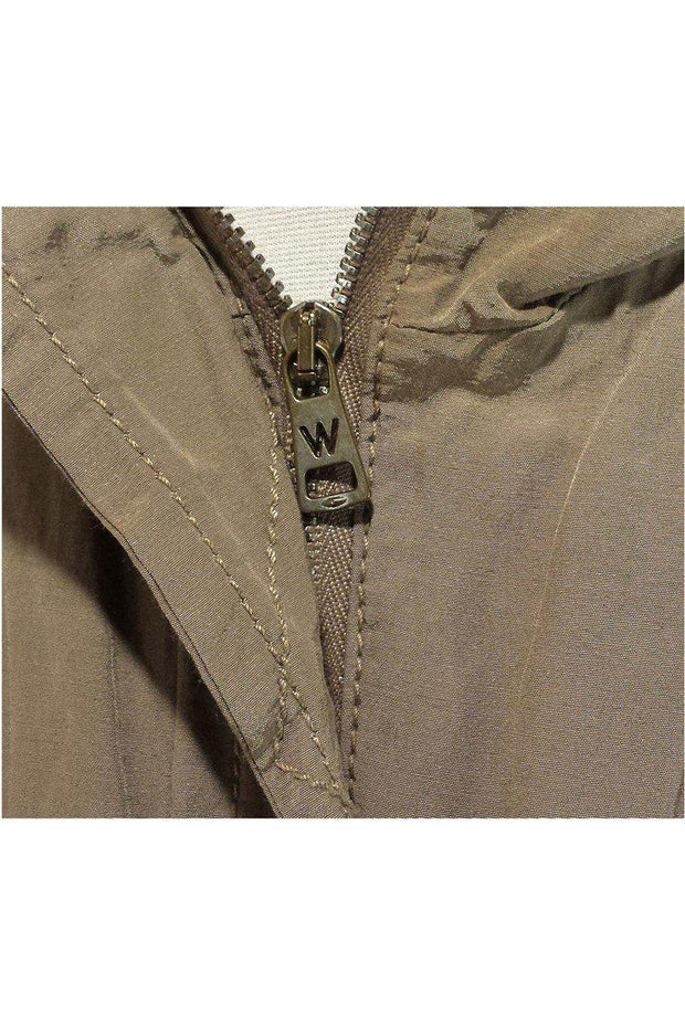 Current Boutique-Weekend Max Mara - Khaki Zip & Button Crinkle Jacket Sz 10