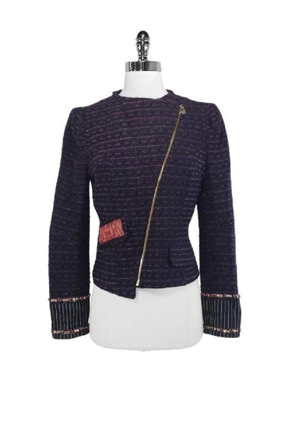 Current Boutique-McGinn - Purple Embellished Cropped Blazer Sz 6