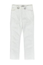 Current Boutique-Miaou - White Straight Leg Jeans w/ Silver Ring Hardware Sz 25