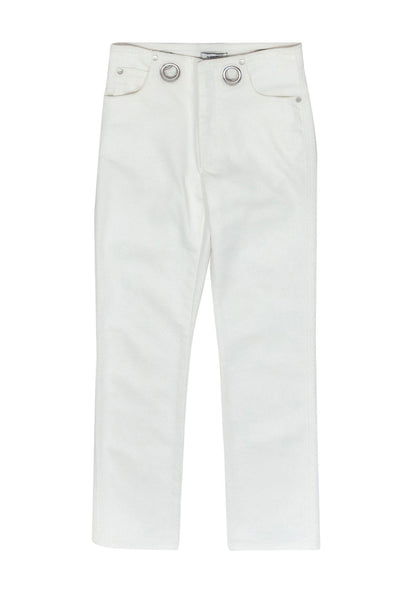 Current Boutique-Miaou - White Straight Leg Jeans w/ Silver Ring Hardware Sz 25