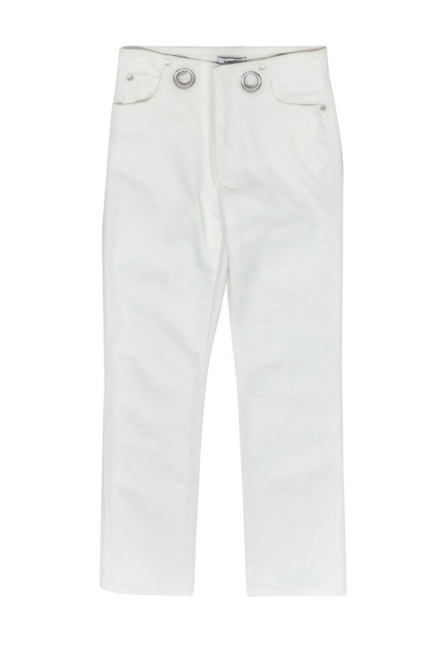 Current Boutique-Miaou - White Straight Leg Jeans w/ Silver Ring Hardware Sz 25