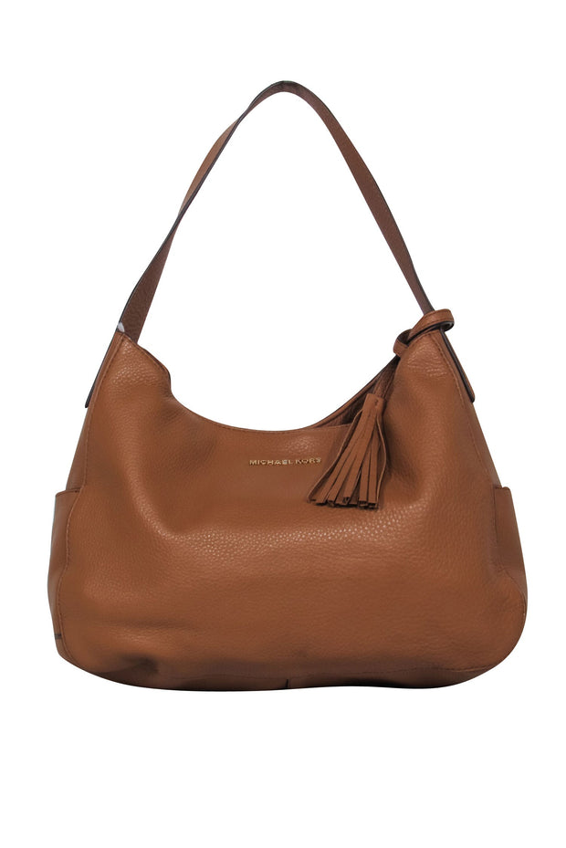 Current Boutique-Michael Kors - Tan Pebbled Leather Hobo Bag w/ Fringe charm