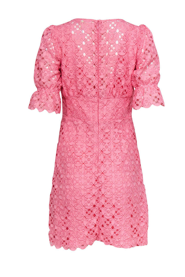 Current Boutique-Michael Michael Kors - Bubblegum Pink Lace Puff Sleeve Sheath Dress Sz XS